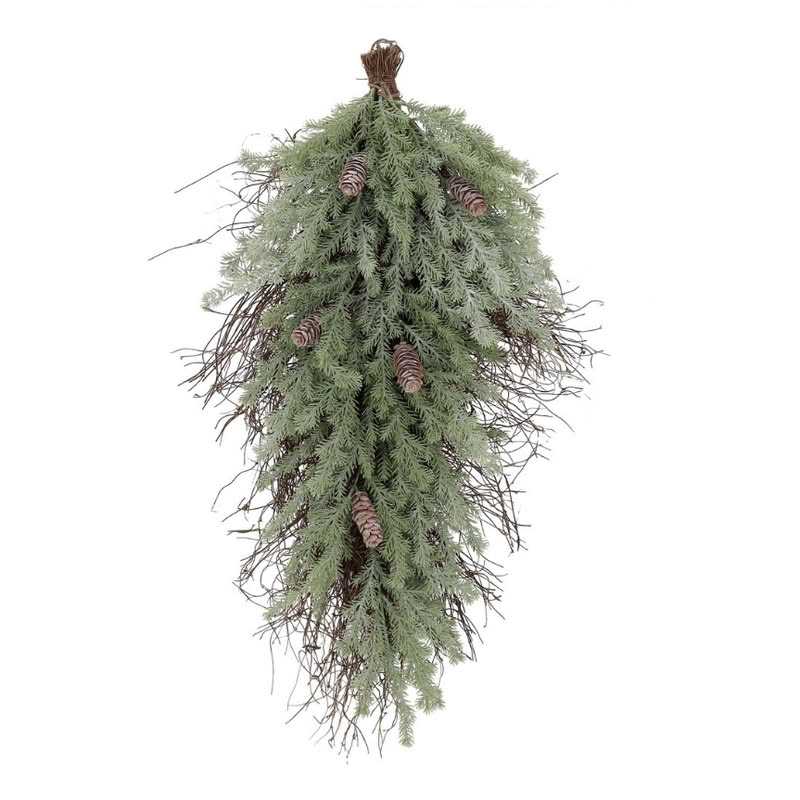 Pino cascante con pigne e rami lungo 70 cm, perfetto come decorazione di Natale